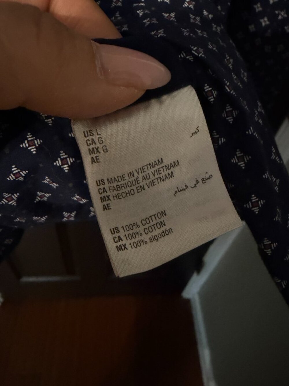 Like New Men's Alfani Dress Shirt Navy White Button Down XL - Picture 4 of 5